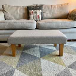 Handmade Upholstered Footstool Ottoman Hardwood Legs, Custom Colors - thumbnail 1