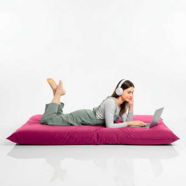 Pink Beanbag Floor Cushion Water Resistant Polyester Pillow - image 1