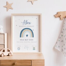 Personalized Rainbow Birth Stats Print Baby Girl Nursery Decor - thumbnail 3