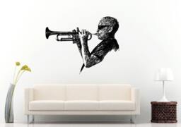 Jazz Sax Saxophone Instrument Tool Band Musical Genre Man Player Sun Glasses Shades Wall Decal Vinyl Sticker Mural Room Decor L1144 - thumbnail 1