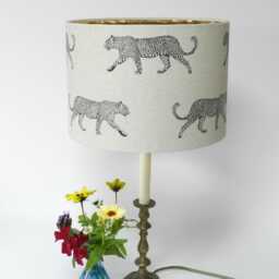 Leopard Print Lampshade Handmade Safari Decor With Gold Lining - thumbnail 2
