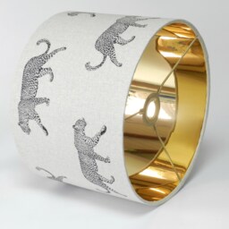 Leopard Print Lampshade Handmade Safari Decor With Gold Lining - thumbnail 3