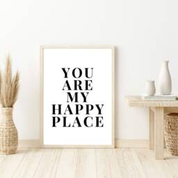 You Are My Happy Place Wall Print - Bedroom Home Decor Gifts Positive Prints Valentines Gift Art - thumbnail 2