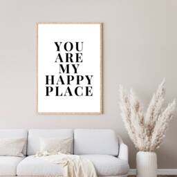 You Are My Happy Place Wall Print - Bedroom Home Decor Gifts Positive Prints Valentines Gift Art - thumbnail 3