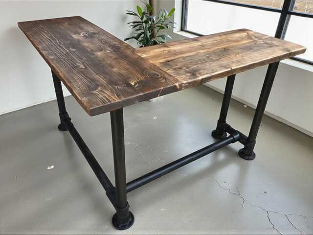 Corner Office Desk - Two Board, Custom Reclaimed Scaffold Boards & Tubes, Rustic Desk, Industrial Look Nd - The Bank - image 1
