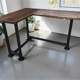 Corner Office Desk - Two Board, Custom Reclaimed Scaffold Boards & Tubes, Rustic Desk, Industrial Look Nd - The Bank - thumbnail 3