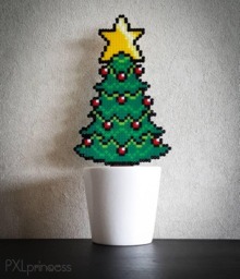 Pixel Plant in A Pot Nerdy Xmas Tree Home Decor Perler Beads Hama Christmas Supermario Decor Gamer Gift Xmas For