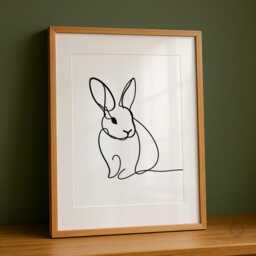 Rabbit Line Drawing Print Set Of 3 - Minimalist Bunny Sketch Wall Art Black & White Animal Decor Gift For Pet Or Lovers A3 A4 - thumbnail 3