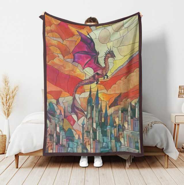Fourth Wing Dragon Blanket, Fantasy Reading, Xaden Riorson, Throw, Onyx Storm Brave The Dark, Dragon Crest - image 1