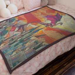 Fourth Wing Dragon Blanket, Fantasy Reading, Xaden Riorson, Throw, Onyx Storm Brave The Dark, Dragon Crest - thumbnail 3