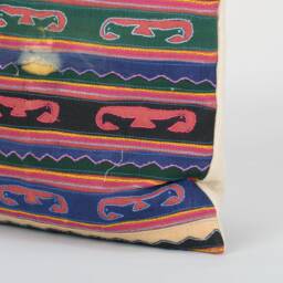 Handwoven Karen Tribe Cushion Cover - Embroidered Geometric Pillow - 18x18 - thumbnail 3