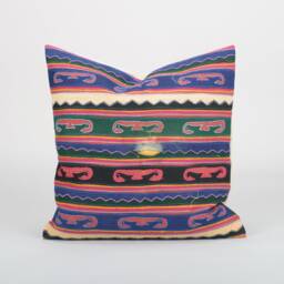 Handwoven Karen Tribe Cushion Cover - Embroidered Geometric Pillow - 18x18 - thumbnail 1