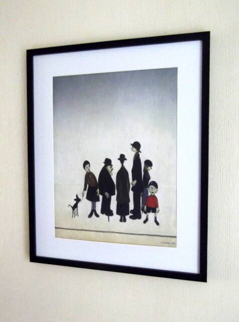 L S Lowry Art Print The Family, Black Frame, Textured Paper - image 1