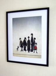 L S Lowry Art Print The Family, Black Frame, Textured Paper - thumbnail 1