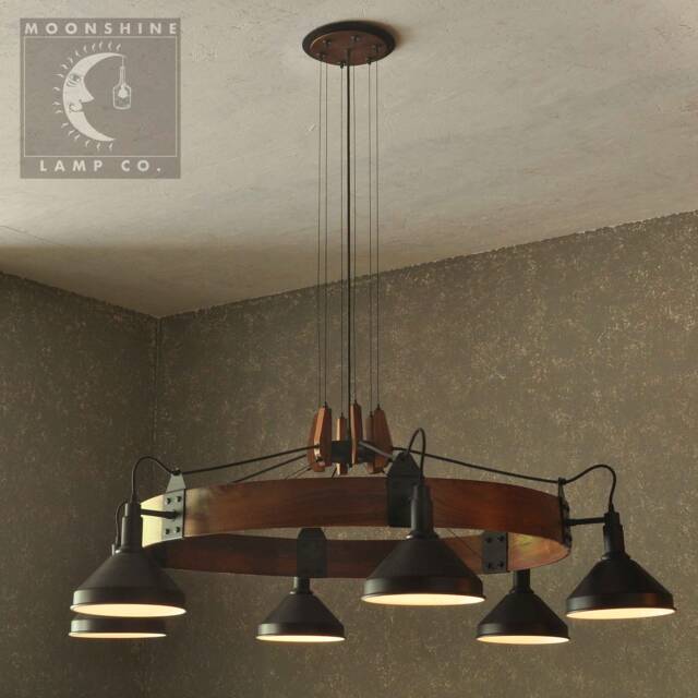The Piedmont, Wooden Walnut Ring Chandelier, Rustic Modern Farmhouse Lighting, Industrial Lighting, Rustic Chandelier, Modern Chandelier - image 1