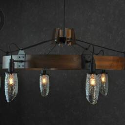 The Piedmont, Wooden Walnut Ring Chandelier, Rustic Modern Farmhouse Lighting, Industrial Lighting, Rustic Chandelier, Modern Chandelier - thumbnail 2