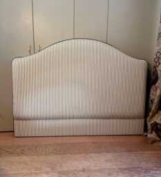 Ticking Stripe Upholstered Headboard, Bespoke Piped Design