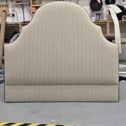 Ticking Stripe Upholstered Headboard, Bespoke Piped Design - thumbnail 3