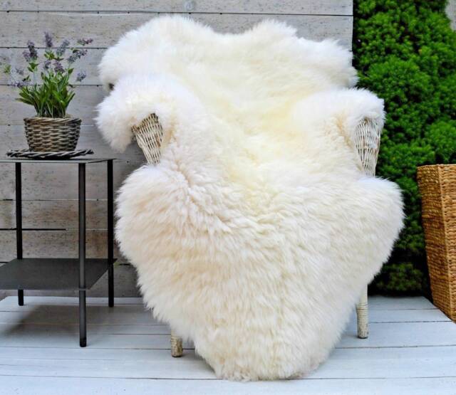 Luxury Bright Ivory White Sheepskin Rug Throw Blanket Biggest Size Large Wool Unique Gift For Her Him Bio Eco Home Decor Interior Design - image 1