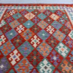 6'7x10'1 Ft Brand New Turkmen Maimana Kilim Rug, Afghan Tribal Chubi Flatweave Oriental Area Rug For Bedroom, Livingroom - thumbnail 3