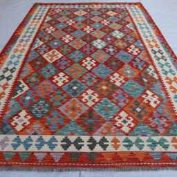 6'7x10'1 Ft Brand New Turkmen Maimana Kilim Rug, Afghan Tribal Chubi Flatweave Oriental Area Rug For Bedroom, Livingroom - thumbnail 2