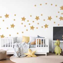 Gold Star Wall Stickers Nursery Decor Decals Kids Bedroom Peel & Stick Celestial - thumbnail 2