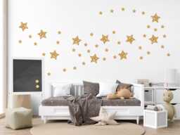 Gold Star Wall Stickers Nursery Decor Decals Kids Bedroom Peel & Stick Celestial - thumbnail 1