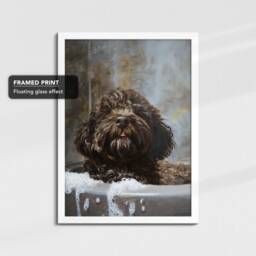 Cute Cockapoo Bathtub Dog Bathroom Painting Framed Poster Print Or Canvas Wall Decor Art Bedroom Home Interior Gift For Lover - thumbnail 3