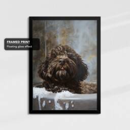 Cute Cockapoo Bathtub Dog Bathroom Painting Framed Poster Print Or Canvas Wall Decor Art Bedroom Home Interior Gift For Lover - thumbnail 2