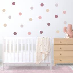 Pack Of 90 Pastel Pink Polka Dot Wall Decal - Dusty Rose Nursery Stickers - thumbnail 2