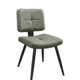 Retro Style Dining Chair Faux Leather Seat, Black Metal Base - thumbnail 3