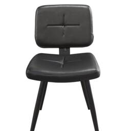 Retro Style Dining Chair Faux Leather Seat, Black Metal Base - thumbnail 4