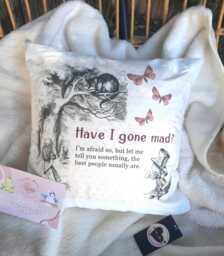 Customised Alice in Wonderland Pillow Cheshire Cat Cushion , Mad Hatter Design, Personalized Gift - thumbnail 1