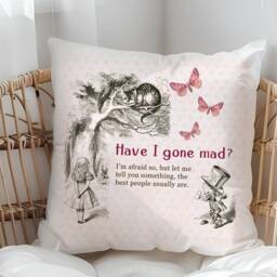 Customised Alice in Wonderland Pillow Cheshire Cat Cushion , Mad Hatter Design, Personalized Gift - thumbnail 3