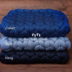 Exclusive Quality Chunky Wool Blanket, Blue Blanket, Photo Prop, Baby Photography, Newborn Photo Prop, Newborn Props, Newborn Posing - thumbnail 3