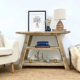 Yarmouth Handmade Solid Wood Reclaimed Bookcase Shelving Unit, A Frame Console Table With Shelf, Modern Farmhouse Furniture - thumbnail 3