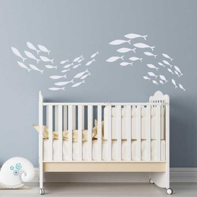 School Of Fish Wall Decal Nursery Ocean Decor, Waterproof Sticker Ww261 - image 1