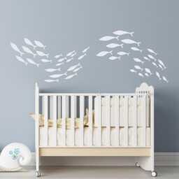 School Of Fish Wall Decal Nursery Ocean Decor, Waterproof Sticker Ww261 - thumbnail 1