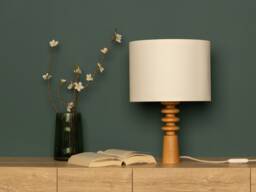 Handcrafted Beech & Walnut Wood Table Lamp Mid-Century Modern Bedside Light