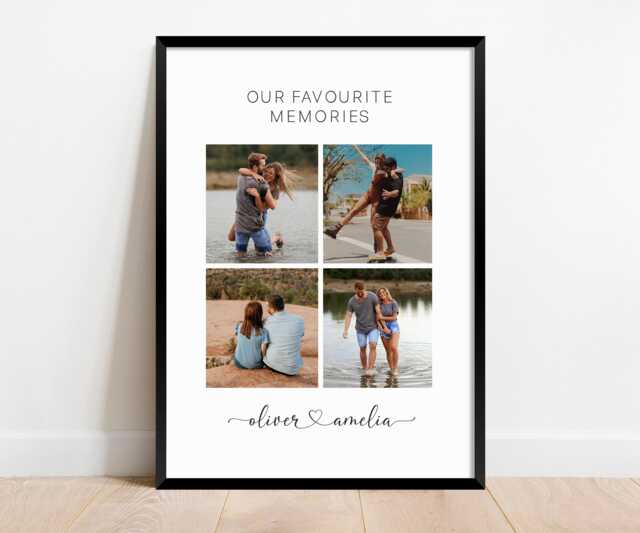 Personalised Valentines Day Gift. Couple Wall Art For Boyfriend Or Girlfriend. Photo Collage Print. Anniversary Gift Him Her. Custom Poster - image 1