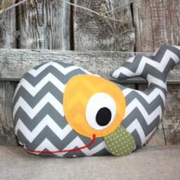 Soft Sofa Pillow Whale With Yellow Eyes, Decorative Pillow, Interior Toy For Children's Room, Chevron - thumbnail 4
