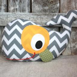 Soft Sofa Pillow Whale With Yellow Eyes, Decorative Pillow, Interior Toy For Children's Room, Chevron - thumbnail 3