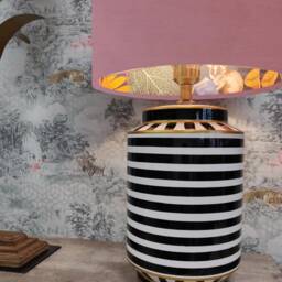 Light Pink Velvet Lampshade With Tropical Wonderland Lining, Large Ceiling Lightshade - thumbnail 2