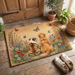 Personalized Cat Breed With Meadow Flower Doormat, Pet Gift, Floral Mat - thumbnail 2