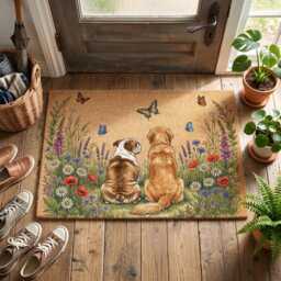 Personalized Cat Breed With Meadow Flower Doormat, Pet Gift, Floral Mat - thumbnail 3