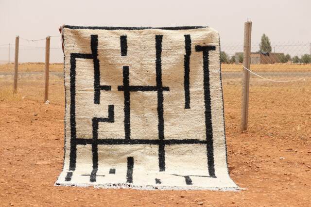 striped Moroccan Wool Rug Handmade Fluffy Area Rug - image 1