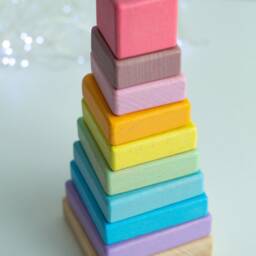 Rainbow Wooden Ring Stacker, Pyramid Tower, First Toys For Baby, Toddler Montessori Toys, Educational Toy, Waldorf Sensory - thumbnail 4
