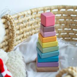 Rainbow Wooden Ring Stacker, Pyramid Tower, First Toys For Baby, Toddler Montessori Toys, Educational Toy, Waldorf Sensory - thumbnail 2