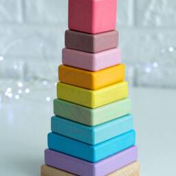 Rainbow Wooden Ring Stacker, Pyramid Tower, First Toys For Baby, Toddler Montessori Toys, Educational Toy, Waldorf Sensory - thumbnail 3
