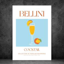 Bellini Cocktail Art Print Poster - Party Signature Drink Sign Wall Decor Minimalist Elegant Retro Gift A5 A4 A3 - thumbnail 3